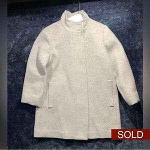 J Crew Factory City Coat w/Button Neck, 12 women, Light Gray